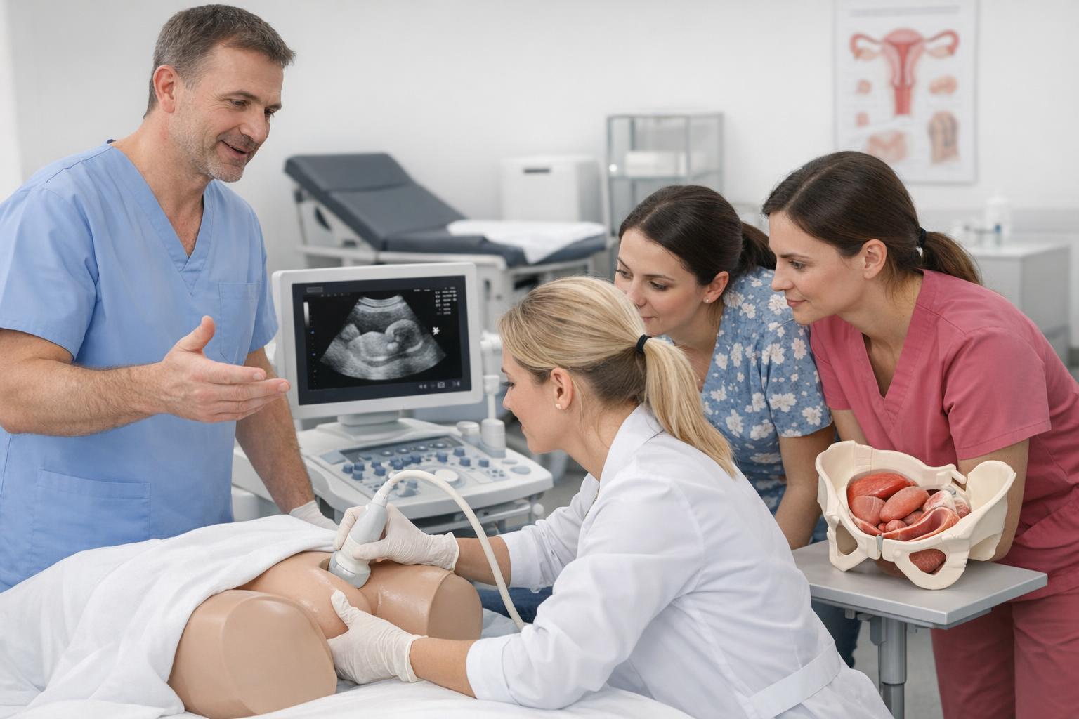 uczestnicy kursu uroginekologicznego wykonują ćwiczenia praktyczne pod okiem instruktora